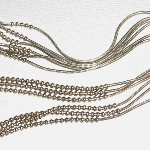 Vintage 925 Sterling Silver Live Laugh Love Circle Multi Chain Necklace Karibou - Picture 5 of 9